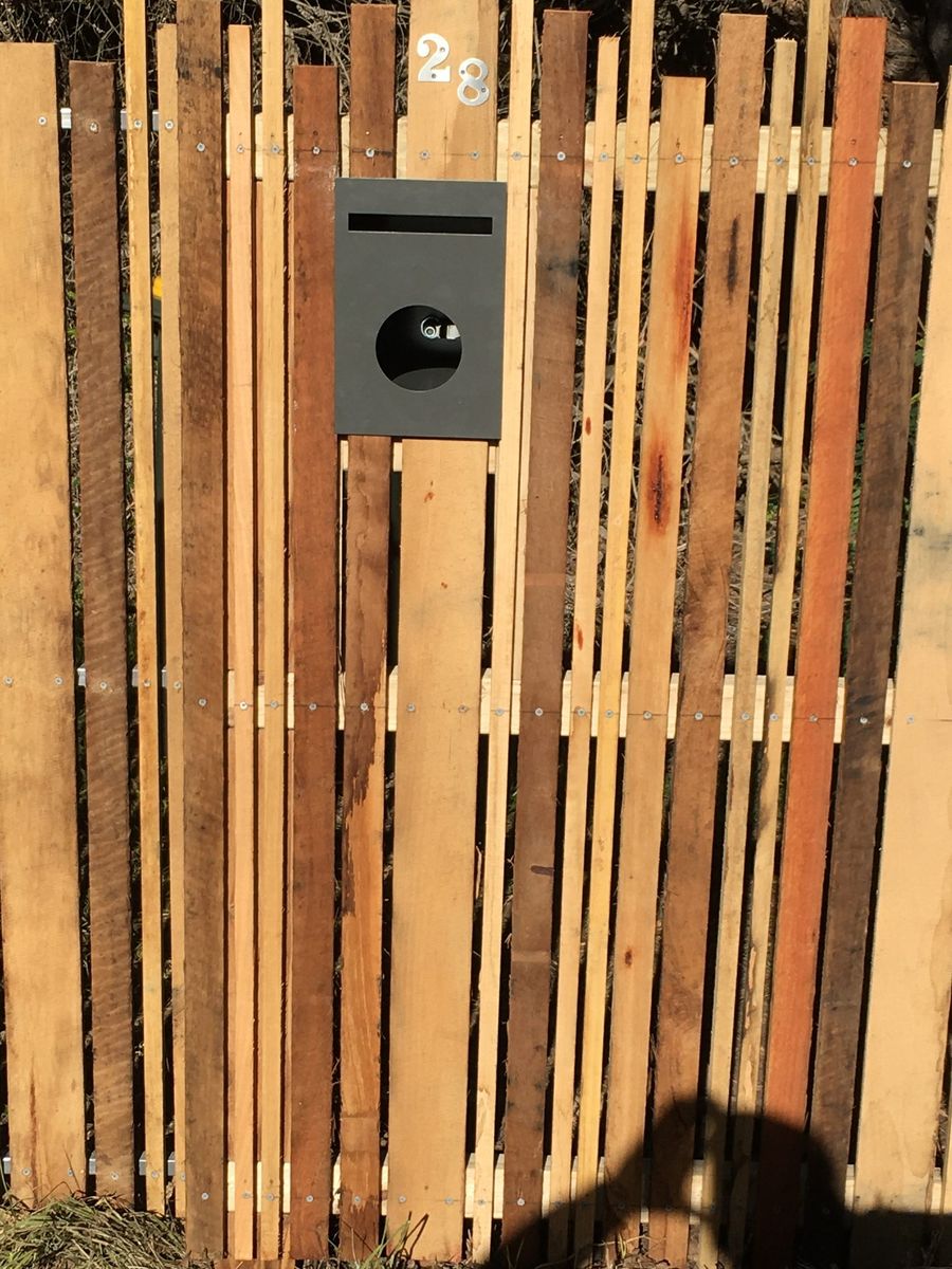Letterbox with hardwood battens